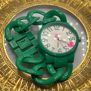 Betsey Johnson Green Chain-Link Women's Watch